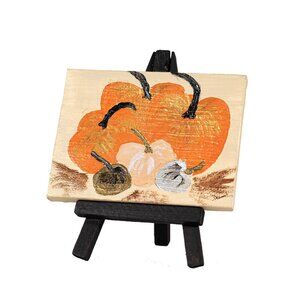 "Fall Pumpkins I" Original Table Art Painting w/Easel by Dawn M. Wayand